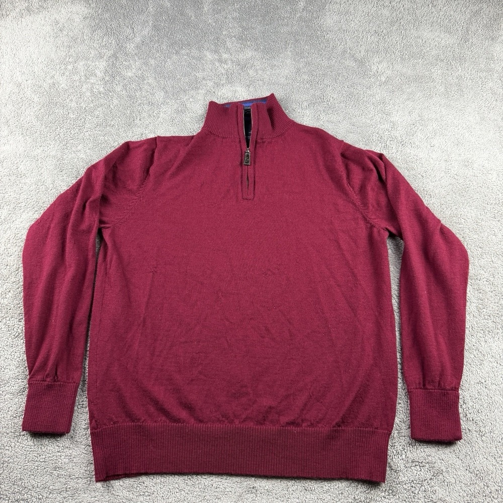 Tailorbyrd ‎ Quarter Zip Long Sleeve Mens Large Burgundy Red Wool
